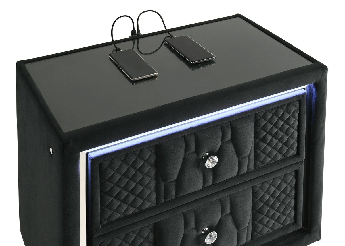Coaster Fine Furniture Lorient Velvet Bedroom Set with LED Lighting and USB Charging - Prioka