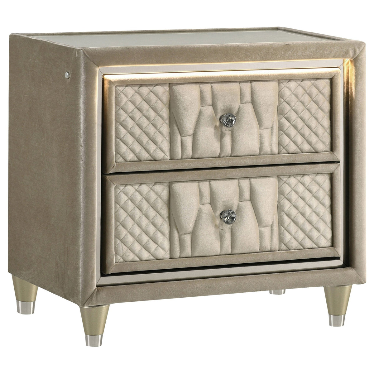 Coaster Fine Furniture Lorient Velvet Bedroom Set with LED Lighting and USB Charging - Prioka