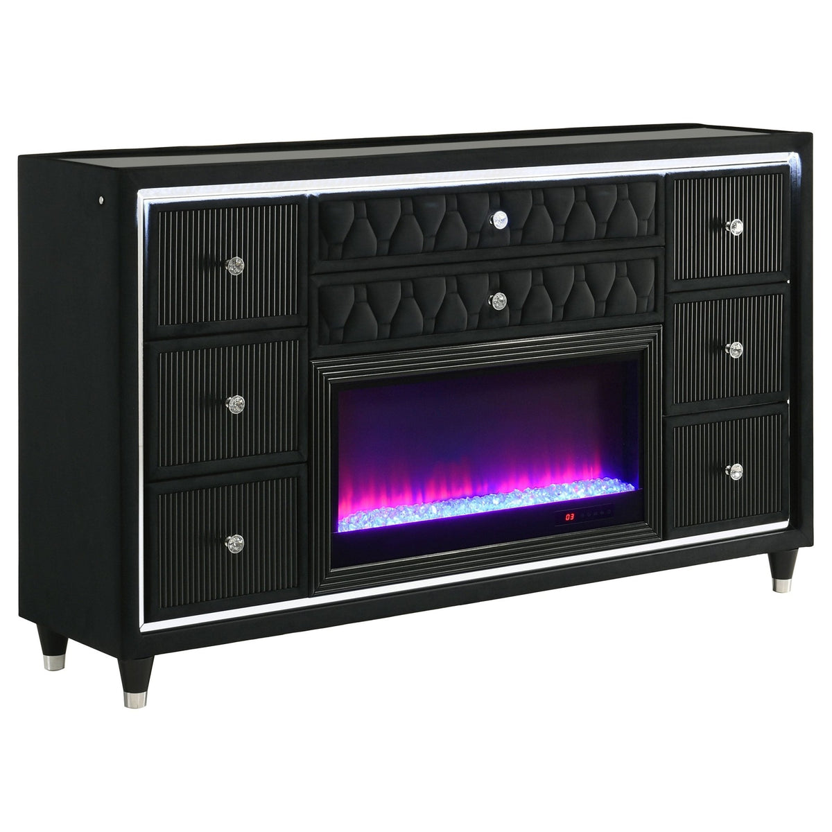Coaster Fine Furniture Lorient Velvet Bedroom Set with LED Lighting and USB Charging - Prioka