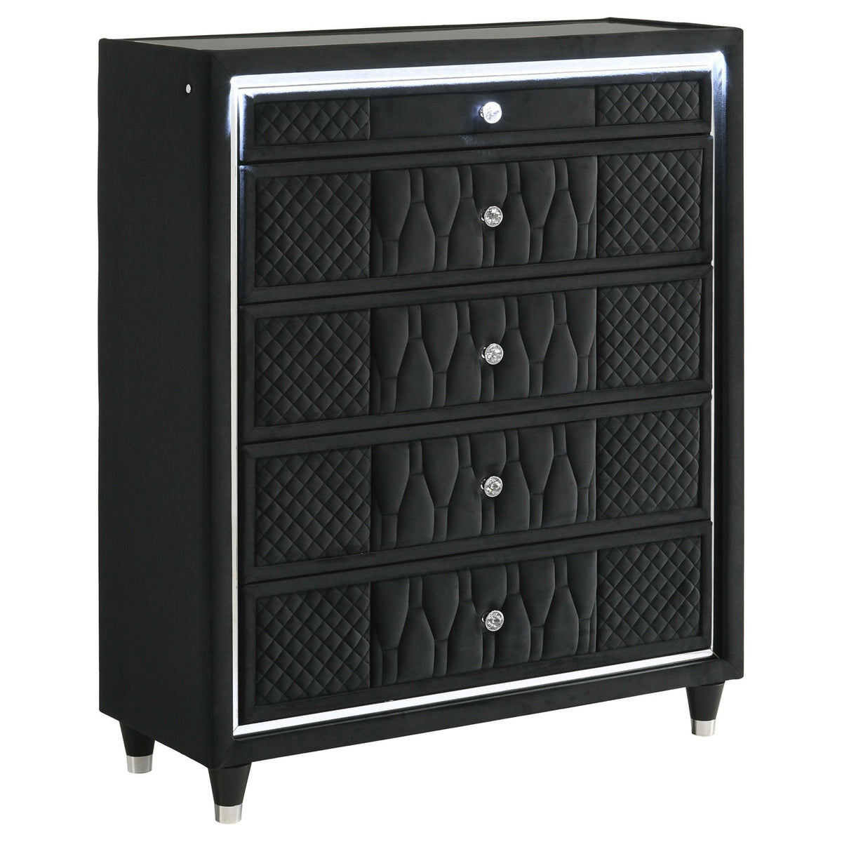 Coaster Fine Furniture Lorient Velvet Bedroom Set with LED Lighting and USB Charging - Prioka