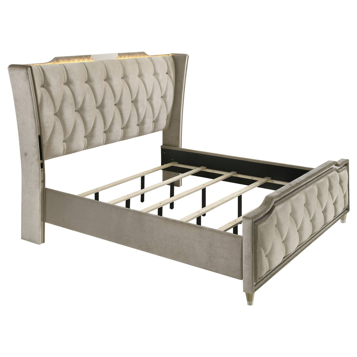 Coaster Fine Furniture Lorient Velvet Bedroom Set with LED Lighting and USB Charging - Prioka