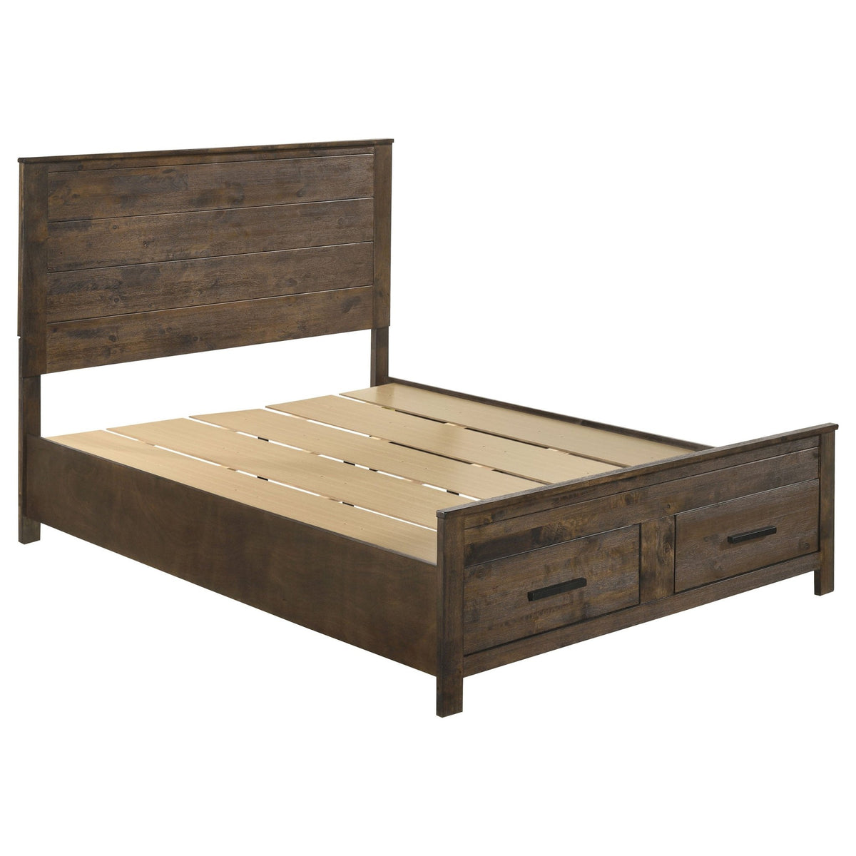 Coaster Fine Furniture Woodmont Bedroom Set – Rustic Golden Brown Wire-Brushed Hardwood with Storage Drawers & Bar Handles - Prioka