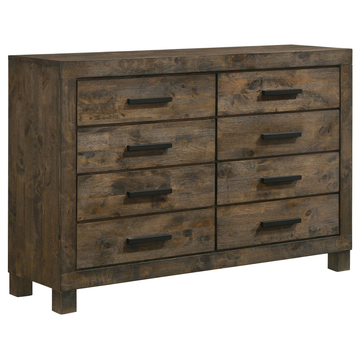 Coaster Fine Furniture Woodmont Bedroom Set – Rustic Golden Brown Wire-Brushed Hardwood with Storage Drawers & Bar Handles - Prioka