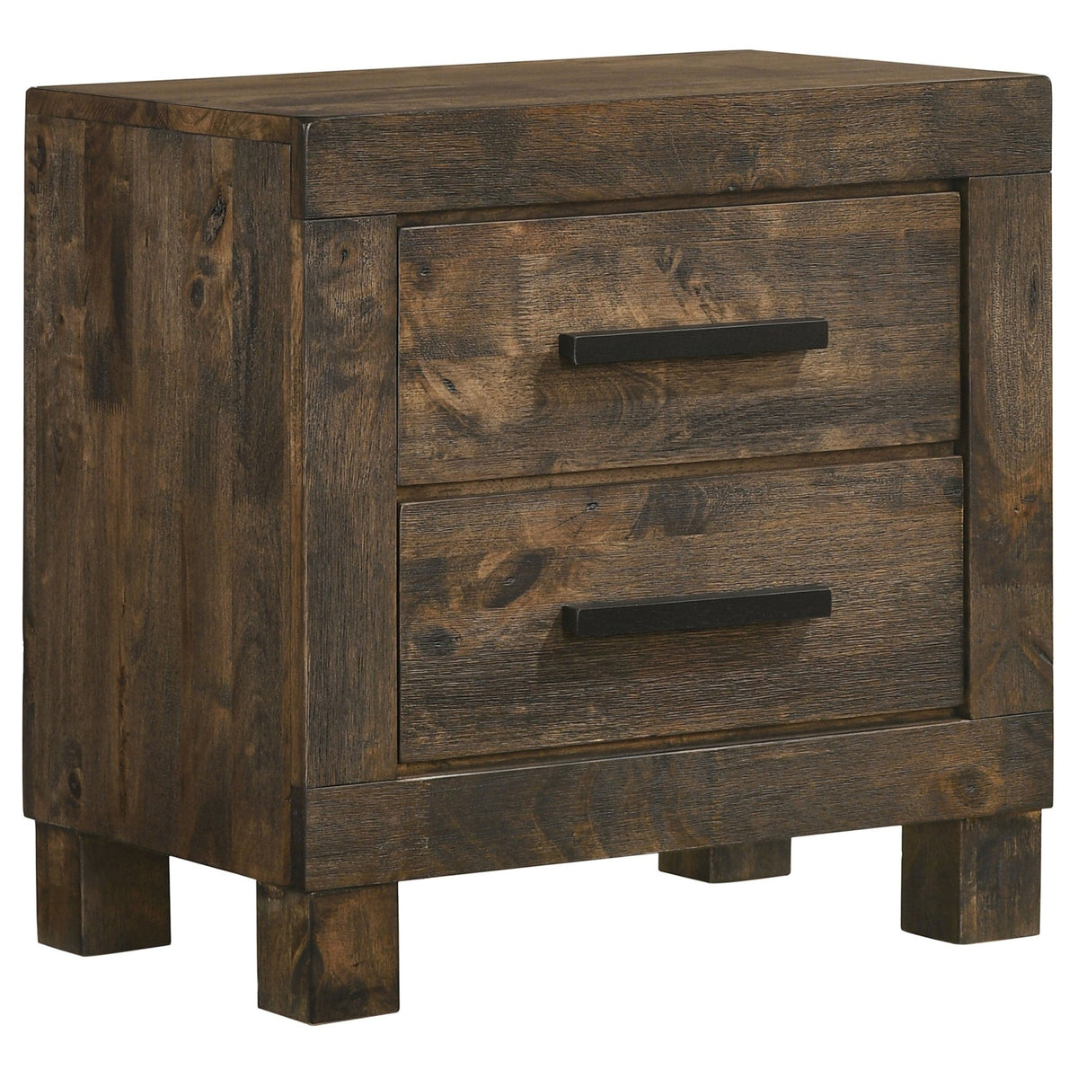 Coaster Fine Furniture Woodmont Bedroom Set – Rustic Golden Brown Wire-Brushed Hardwood with Storage Drawers & Bar Handles - Prioka
