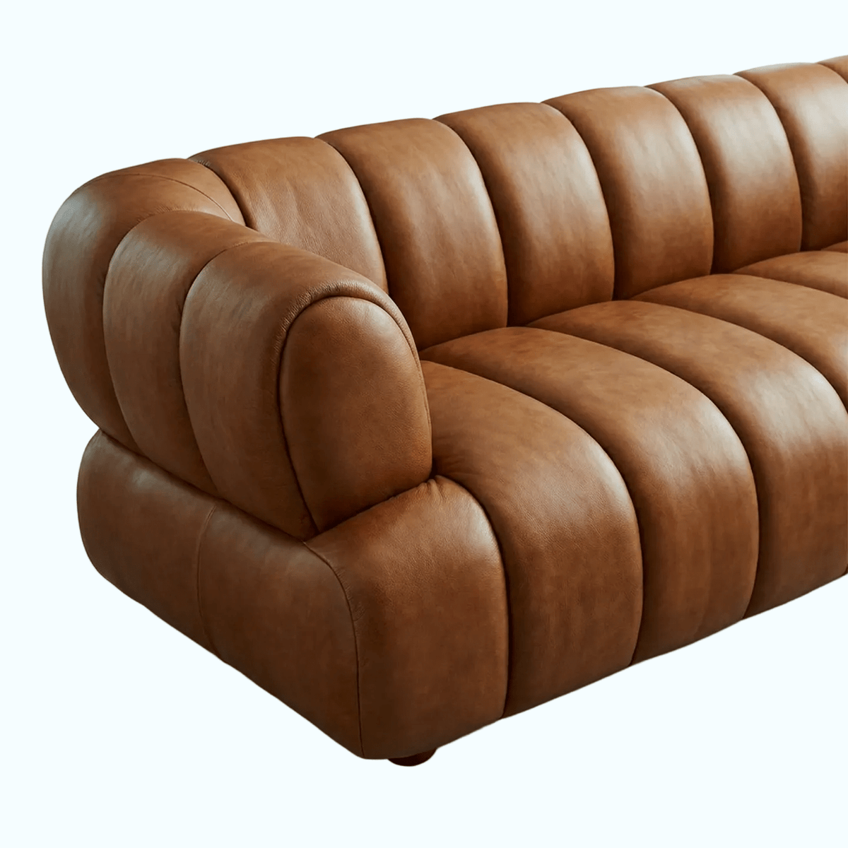 Cognac Top-Grain Leather Sofa - Prioka
