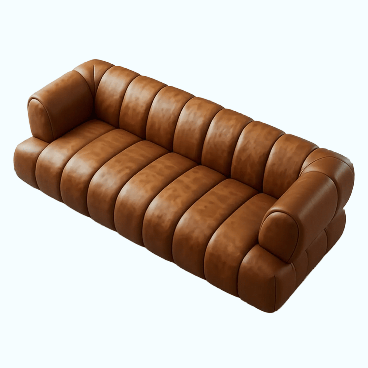 Cognac Top-Grain Leather Sofa - Prioka
