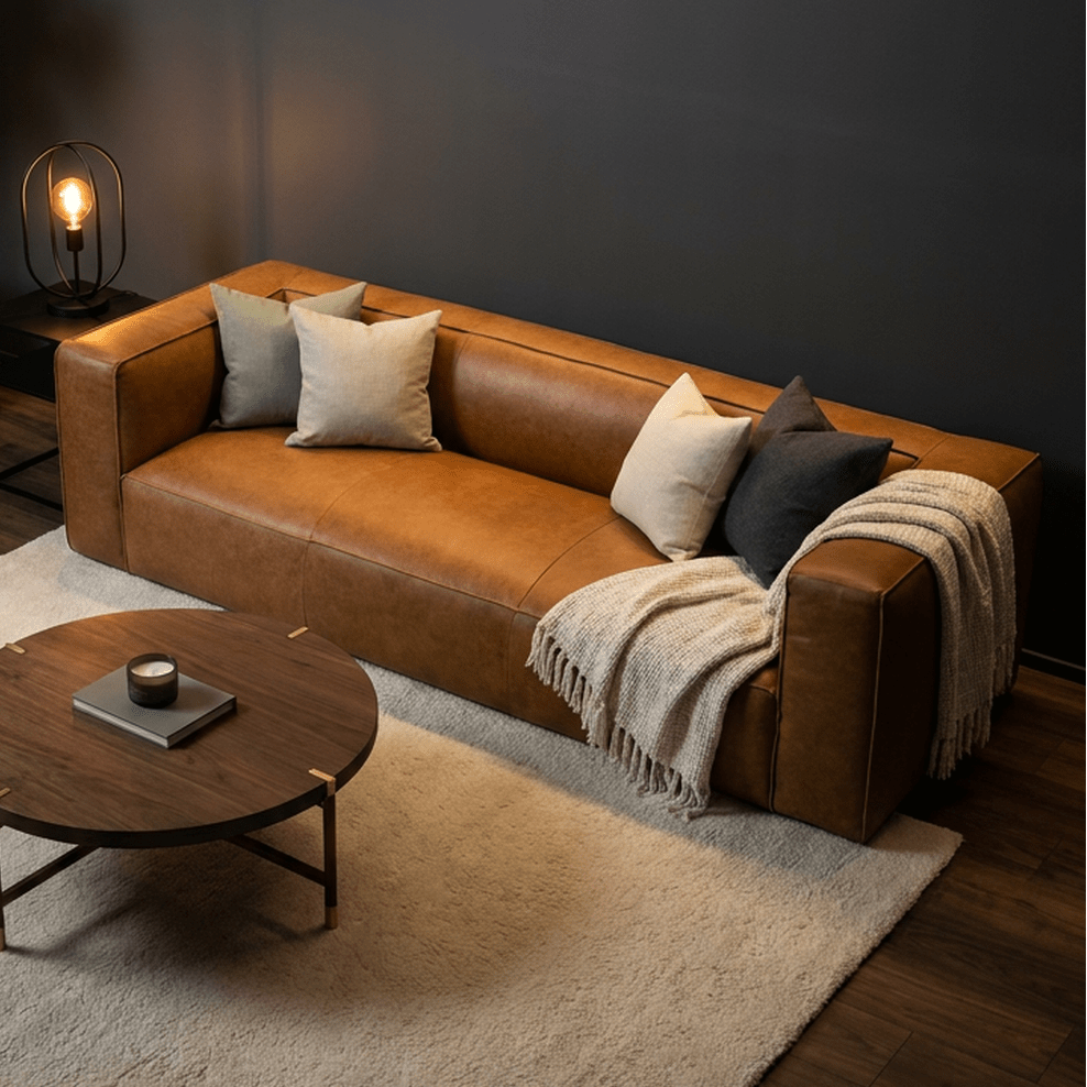 Colton Tan Leather Sofa - Prioka