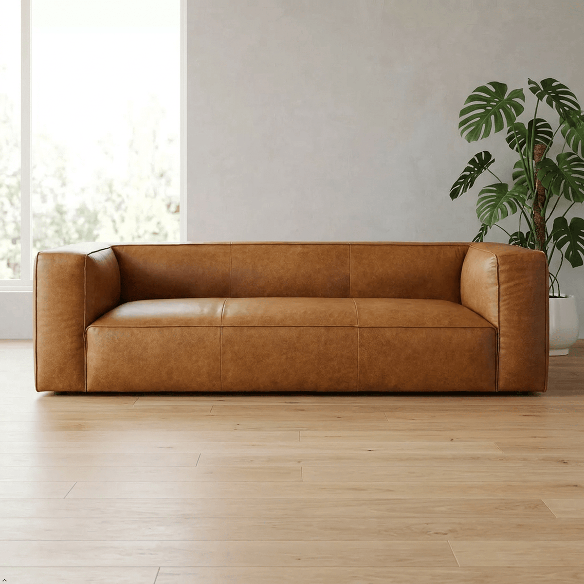Colton Tan Leather Sofa - Prioka