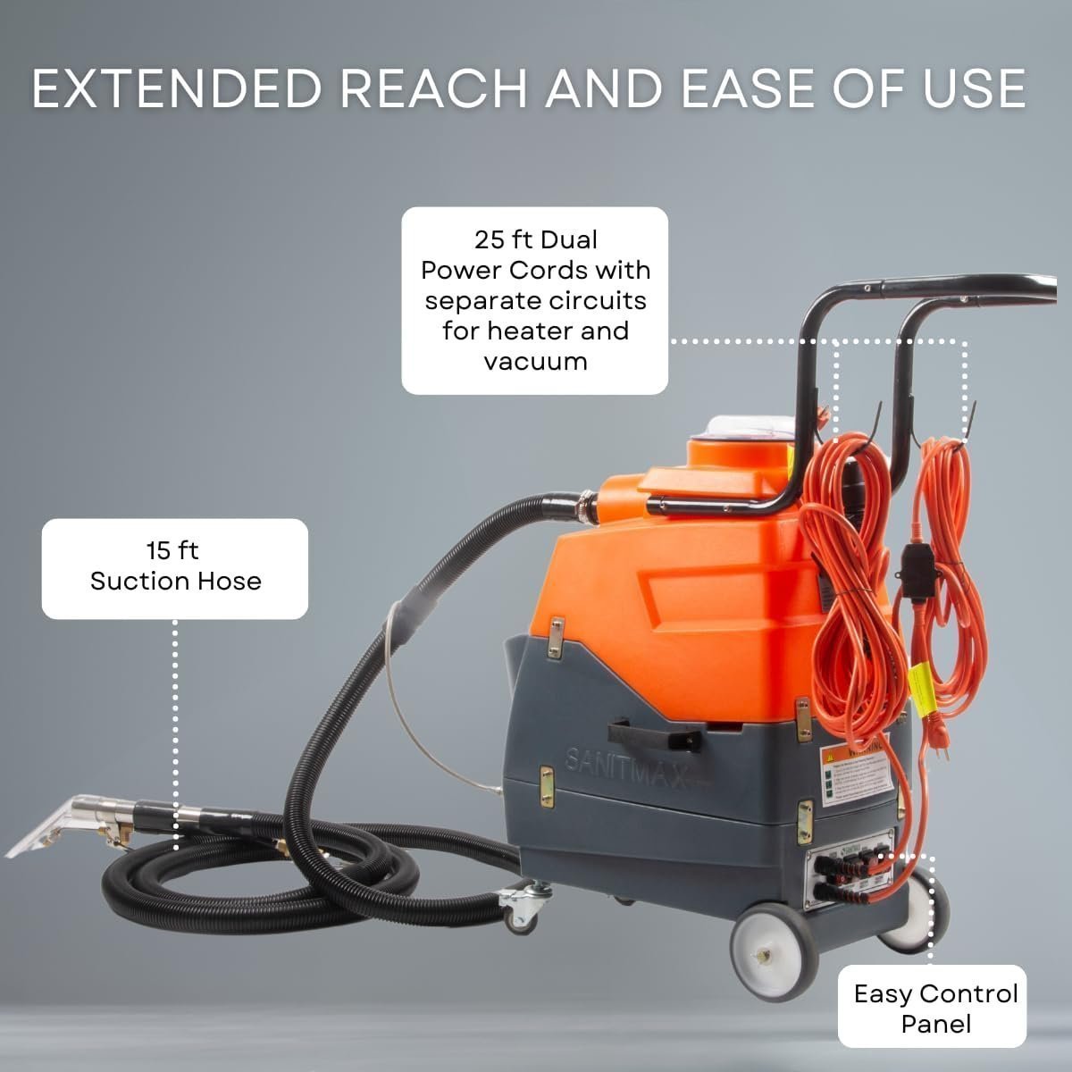 Commercial Heated Carpet & Upholstery Extractor, 160 PSI, 5.3 Gal Tank, 149°F - Prioka