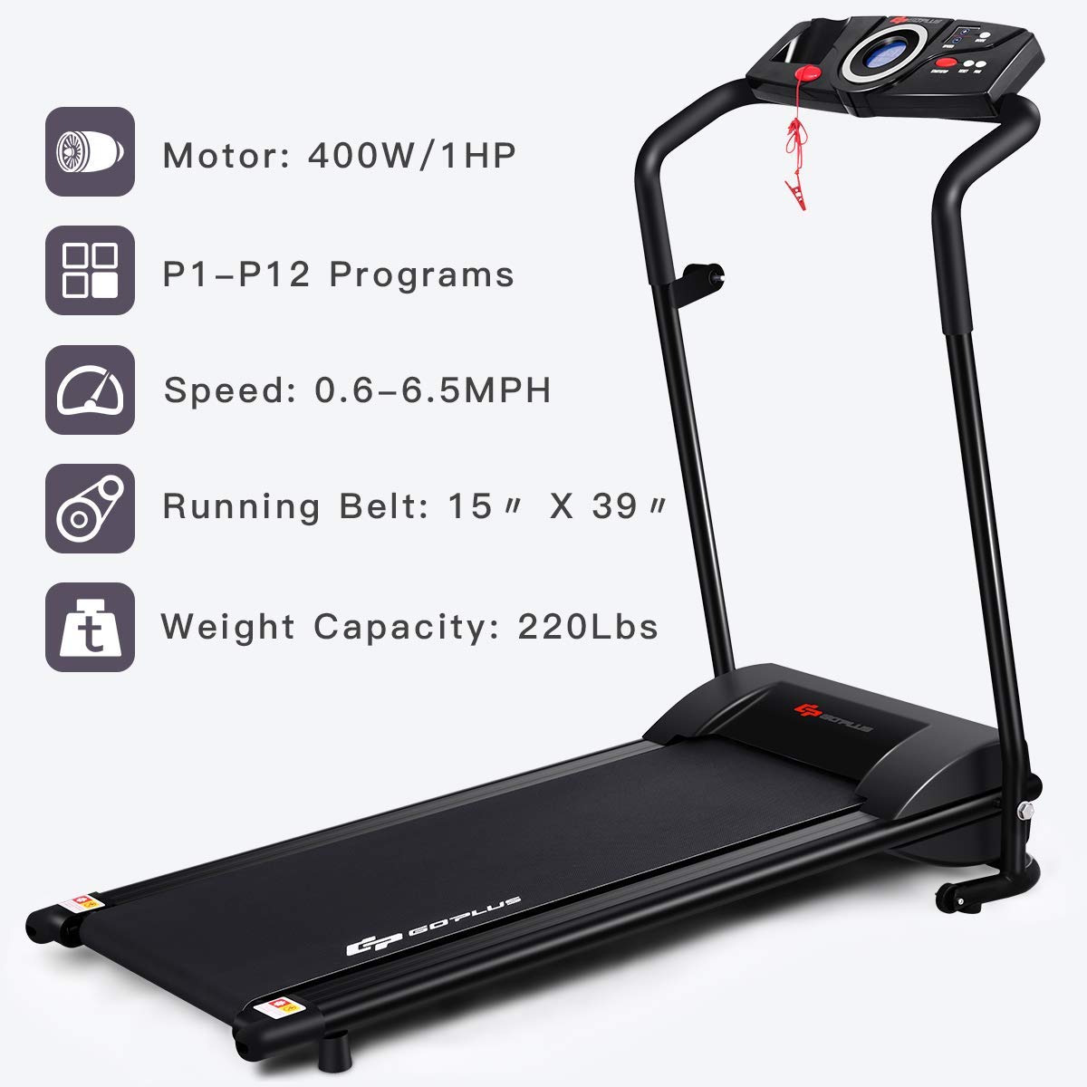 Compact Folding Treadmill for Home, Superfit Electric Walking Running Machine - Prioka