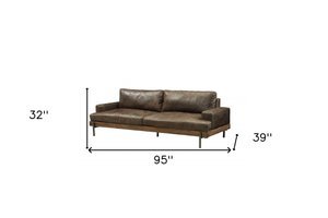 Comstock Leather Sofa - Chocolate - Prioka