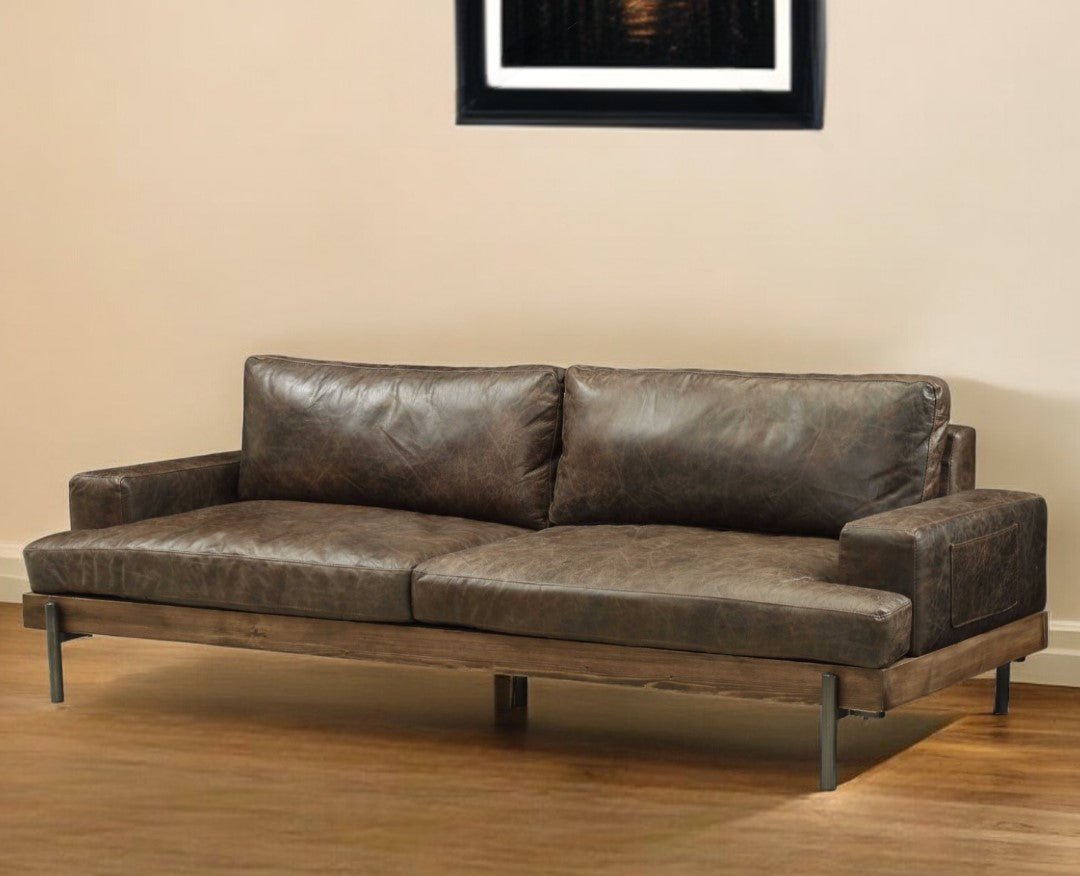 Comstock Leather Sofa - Chocolate - Prioka