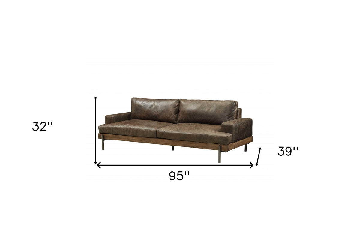 Comstock Leather Sofa - Chocolate - Prioka