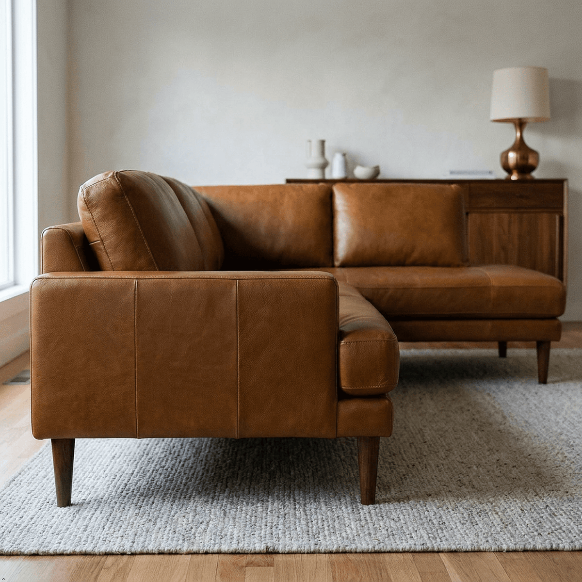 Corbin Top-Grain Leather Sectional - Prioka