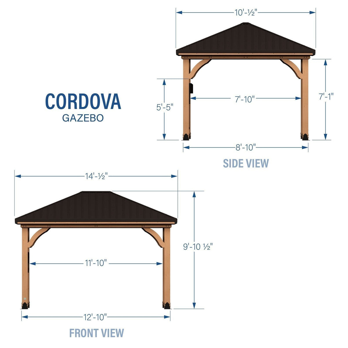 Cordova 14×10 Outdoor Gazebo with Steel Frame and Weather-Resistant Canopy - Prioka