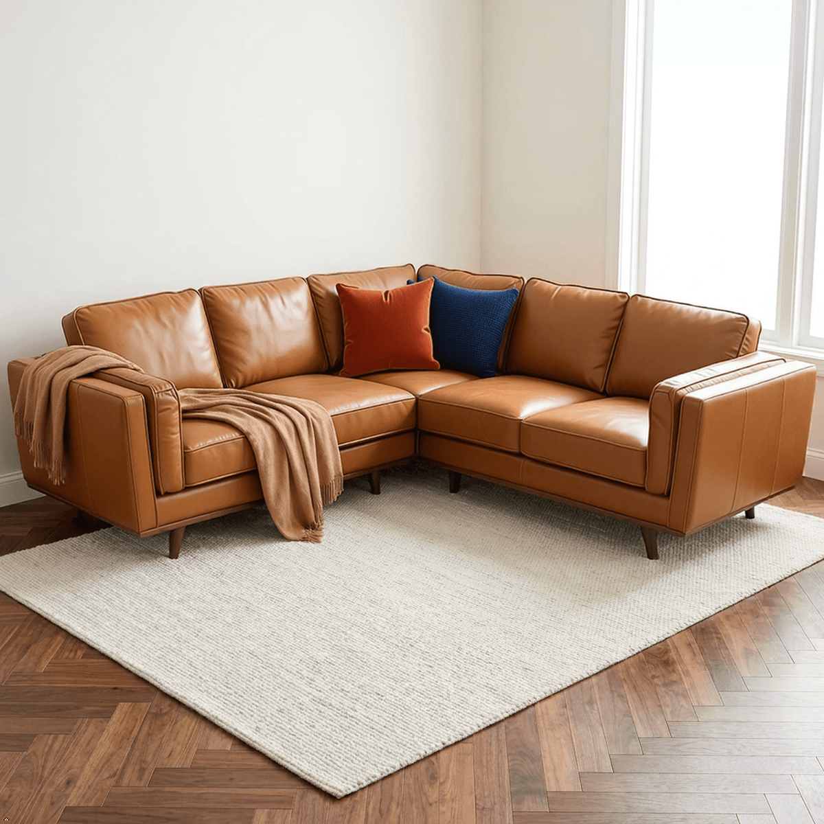 Corner Top-Grain Leather Sectional - Prioka