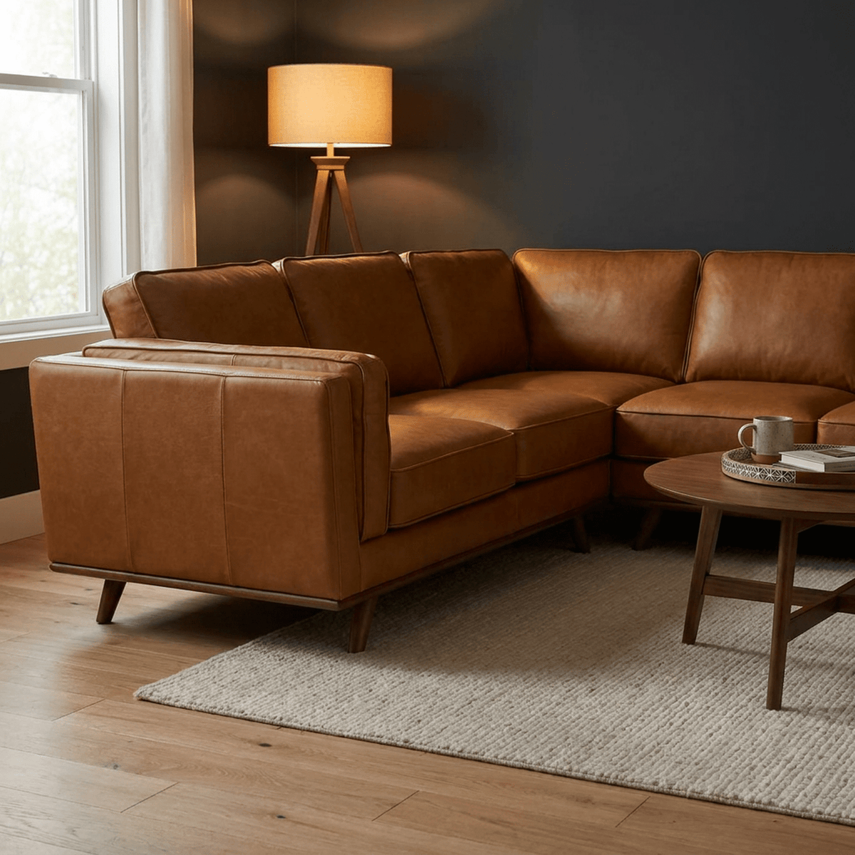 Corner Top-Grain Leather Sectional - Prioka