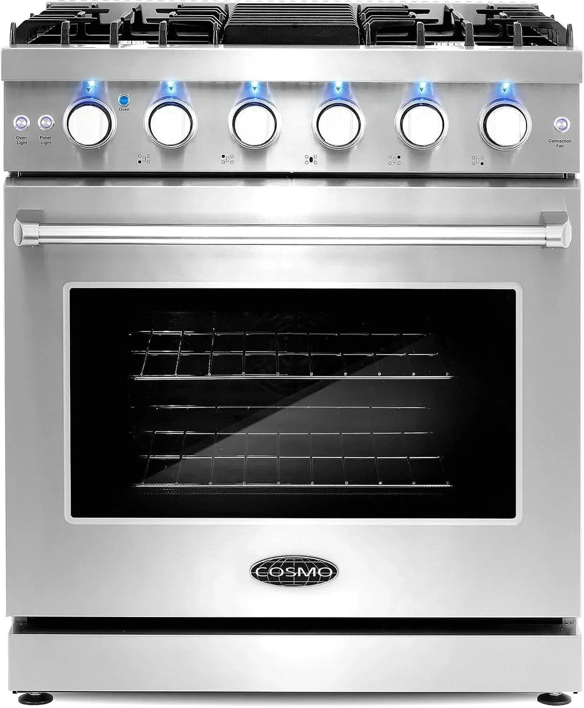 Cosmo 30-inch 4.5 Cu. Ft. Stainless Steel Gas Range with 5 Sealed Burners and Convection Oven - Prioka