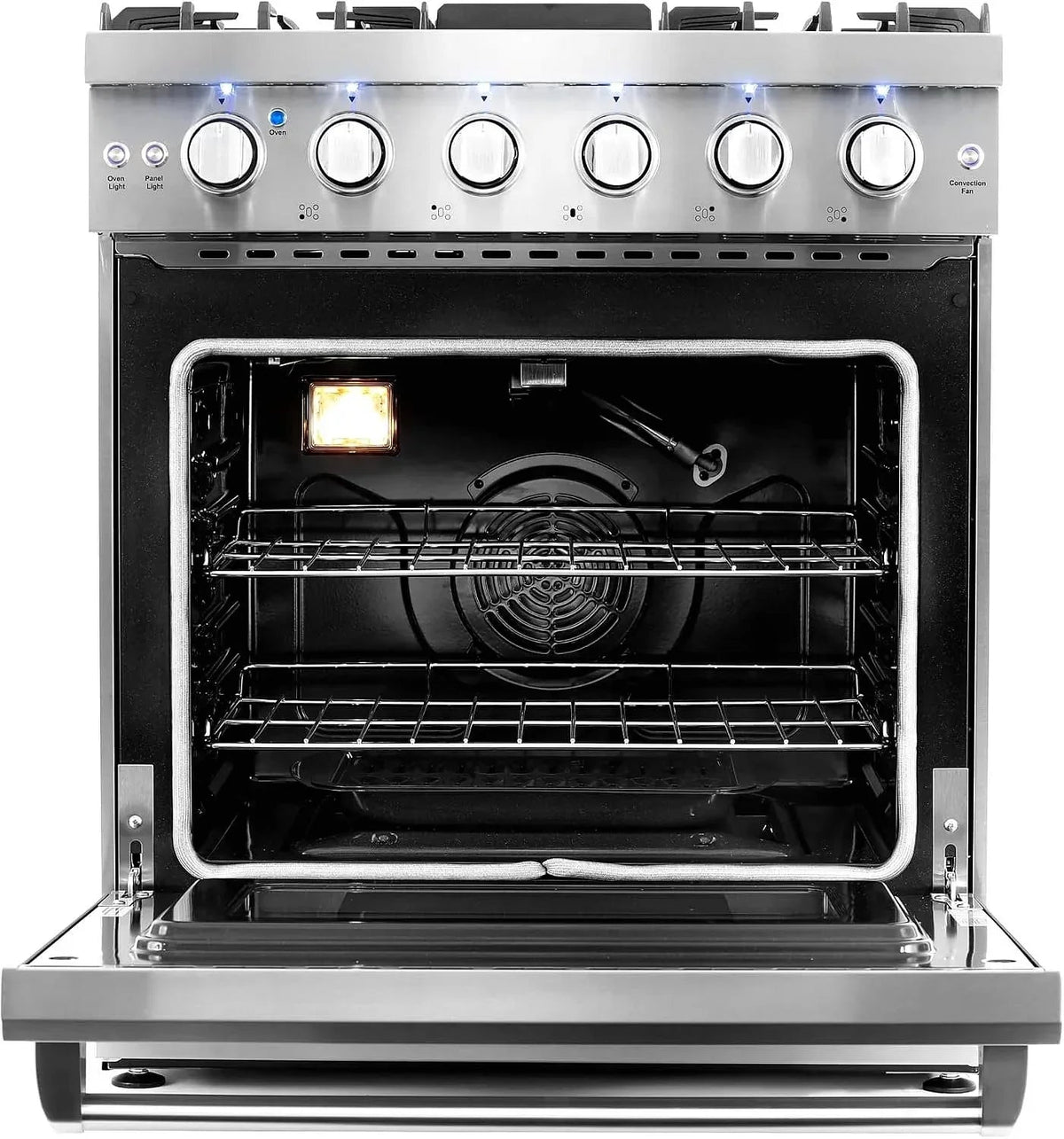 Cosmo 30-inch 4.5 Cu. Ft. Stainless Steel Gas Range with 5 Sealed Burners and Convection Oven - Prioka