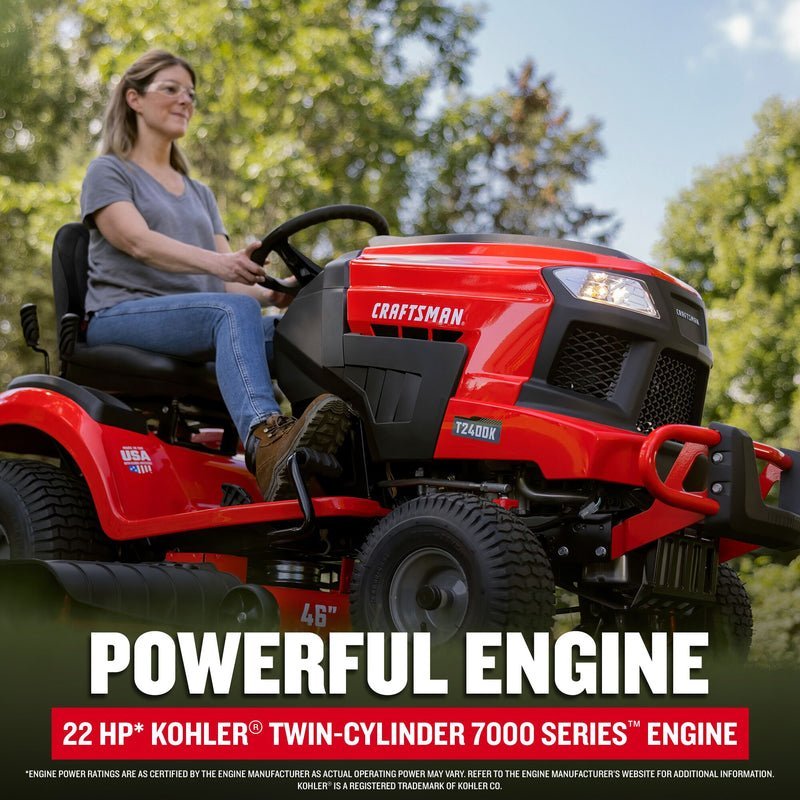 CRAFTSMAN T2400K | 46in 22HP TURN TIGHT Gas Riding Lawn Mower | KOHLER Twin-Cylinder 7000 Series Engine | Hydrostatic Transmission - Prioka