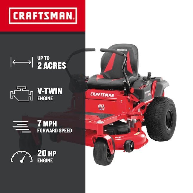 CRAFTSMAN Z5200 | 42 in Gas Zero-Turn Riding Lawn Mower | 20HP Kohler 7000 Twin-Cylinder Engine | High Back Seat (17RRFACS093) - Prioka