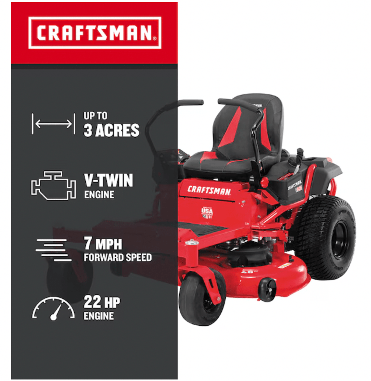 CRAFTSMAN Z5400 | 46in 22HP Zero-Turn Riding Mower | 22 HP Kohler Engine | Hydrostatic Transmission | High-Back Seat (17ARFACT093) - Prioka