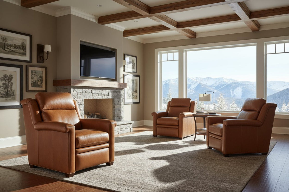 Dale Leather Power "WALL HUGGER" Pillow Back Living Room Reclining Chair - Prioka