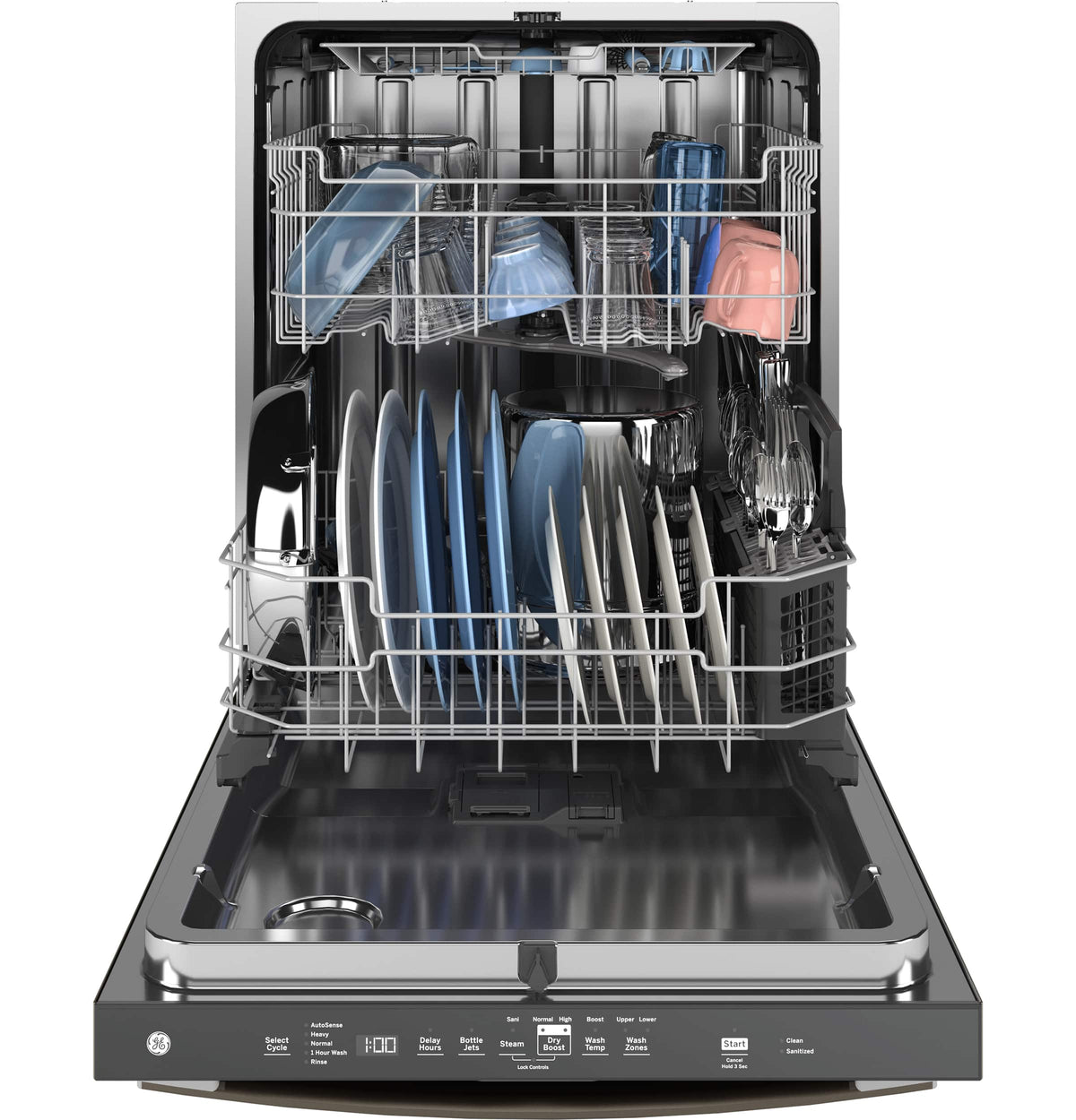 GE – 24″ Top Control Built-In Stainless Steel Tub Dishwasher with 3rd Rack, Sanitize Cycle and 47 dBA – Slate