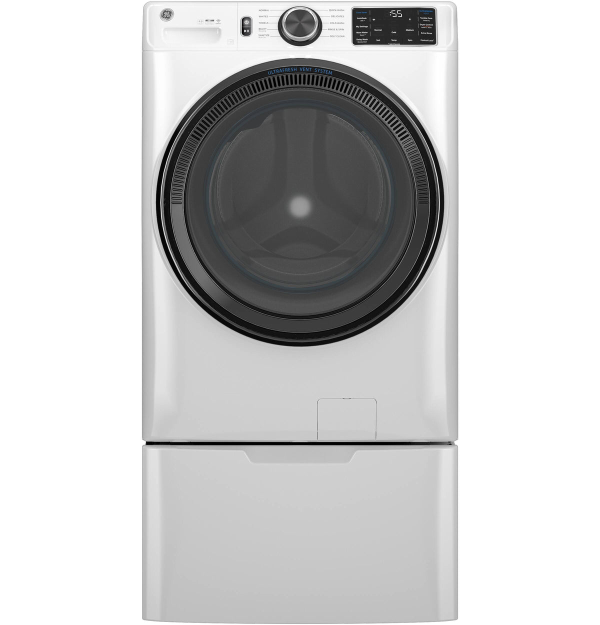 GE – 28 in. Wide and 16 in. Tall Laundry Pedestal with Storage Drawer for Select Washers and Dryers – White