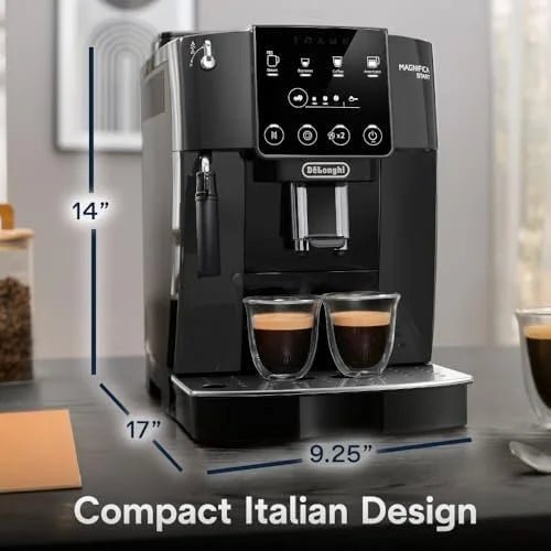 De’Longhi Magnifica Start Automatic Espresso Machine with Manual Milk Frother & Built in Grinder – 3 One-Touch Recipes, Easy-to-Clean, Home Barista Coffee Maker for Lattes, Cappuccino, Iced Coffees - Prioka