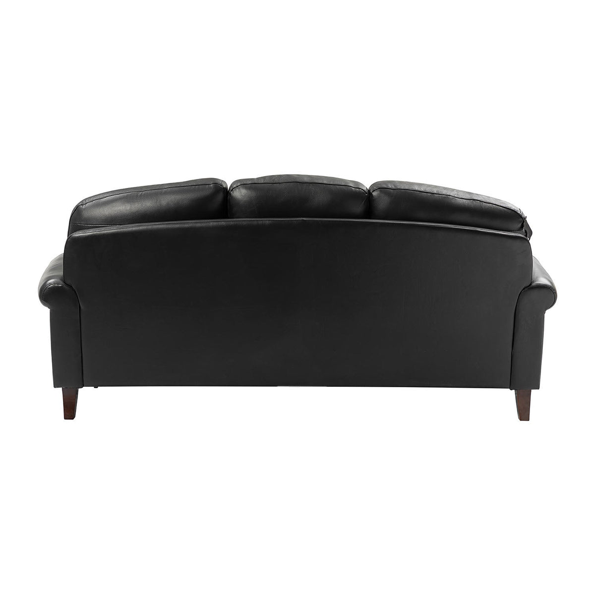 Dietmar Genuine Leather Sofa – Black Curved Leather Nailhead Sofa - Prioka