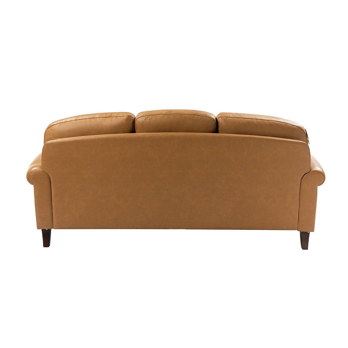Dietmar Genuine Leather Sofa – Camel Curved Leather Nailhead Sofa - Prioka