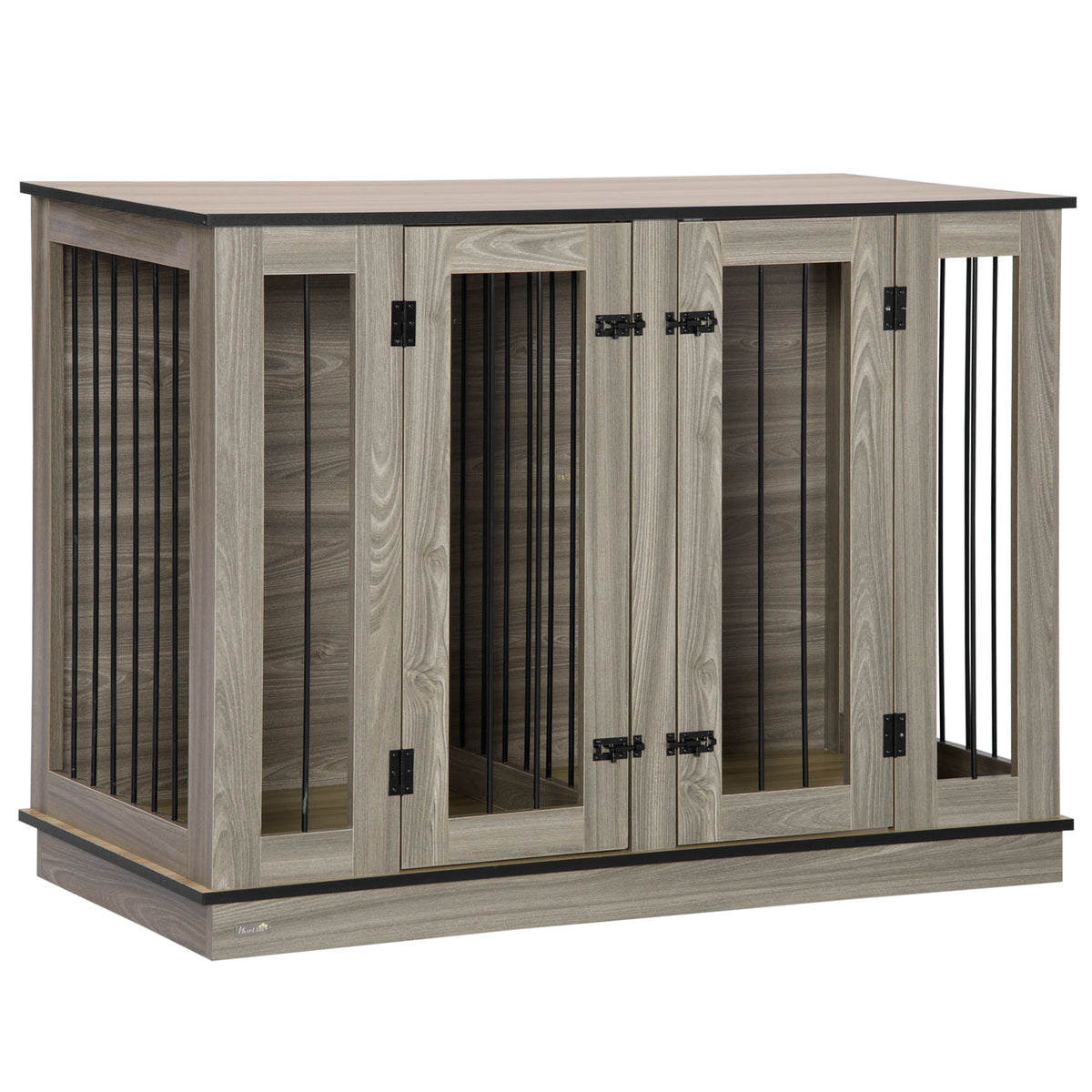 Dog Crate Furniture with Divider Panel, Dog Kennel End Table for Large Dogs, Decorative Pet House with Two Rooms Design, for 2 Small Dogs - Prioka