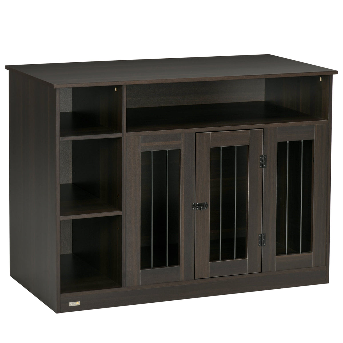 Dog Crate Furniture with Storage Space, Dog Kennel with Lockable Door, Pet Cage for Large Medium Dogs, 47" x 23.5" x 35", Brown - Prioka