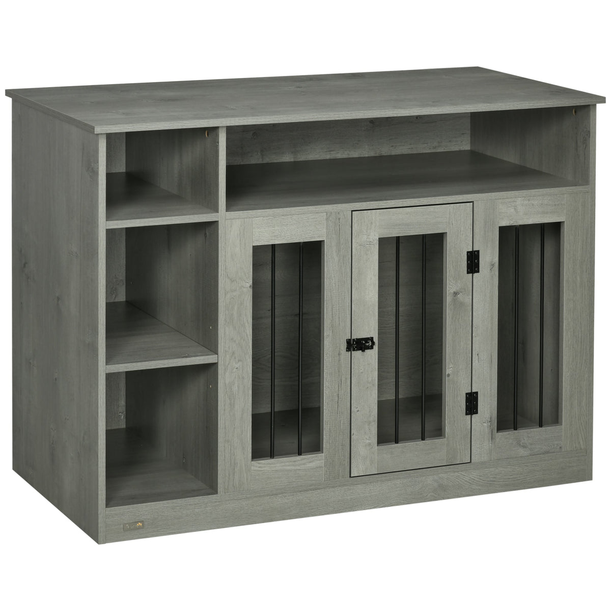 Dog Crate Furniture with Storage Space, Dog Kennel with Lockable Door, Pet Cage for Large Medium Dogs, 47" x 23.5" x 35", Gray - Prioka