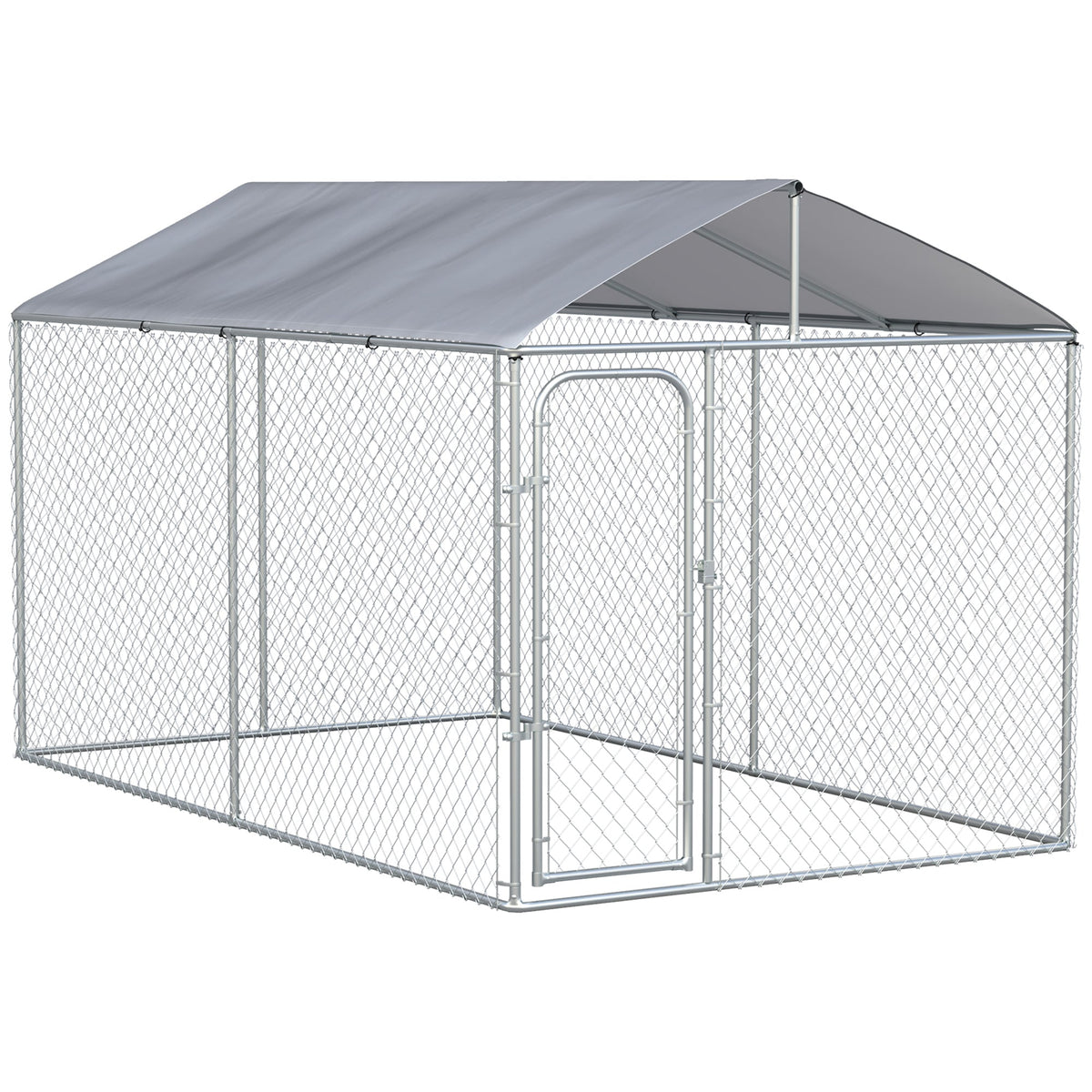 Dog Kennel Heavy Duty Playpen with Galvanized Steel Secure Lock Mesh Sidewalls and Waterproof Cover for Backyard & Patio, 13' x 7.5' x 7.5' - Prioka
