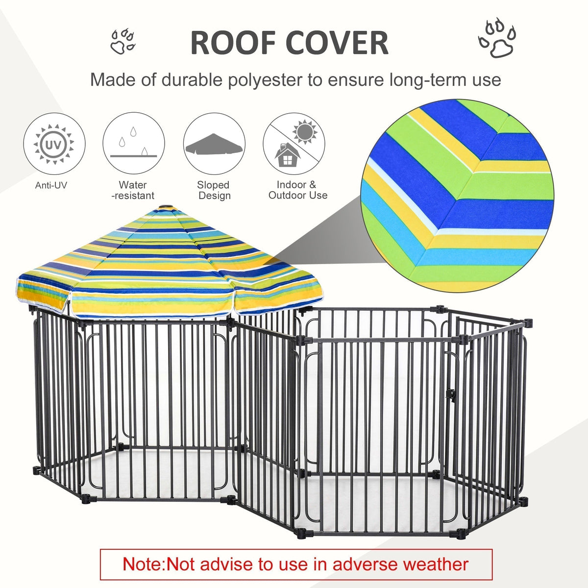Dog Playpen with Door & Removable Cover for Small & Most Medium Sized Dogs Indoor & Outdoor Use, 47" H - Prioka