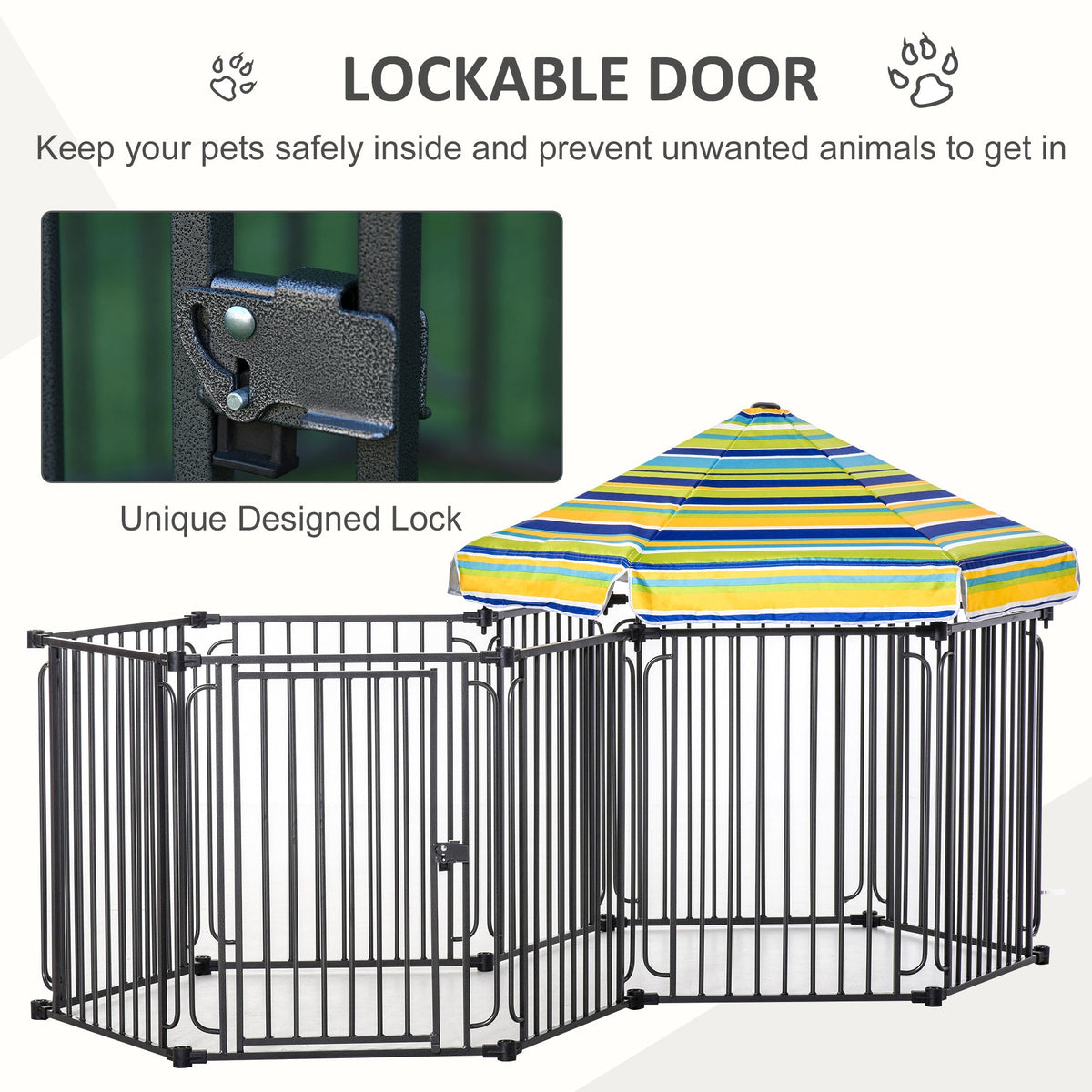 Dog Playpen with Door & Removable Cover for Small & Most Medium Sized Dogs Indoor & Outdoor Use, 47" H - Prioka