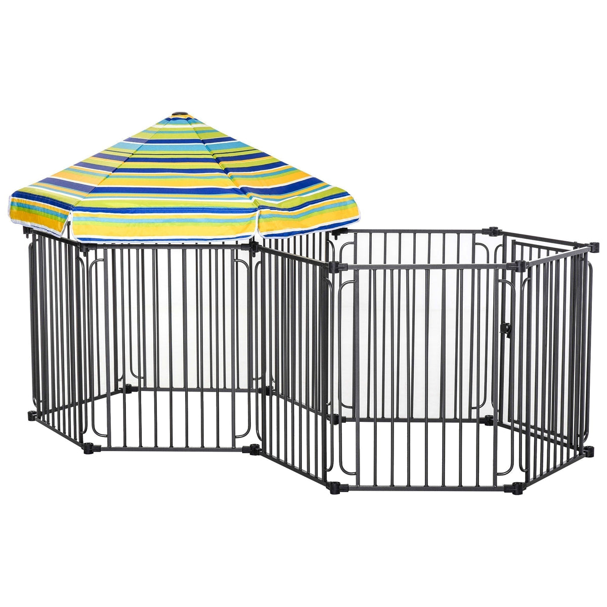 Dog Playpen with Door & Removable Cover for Small & Most Medium Sized Dogs Indoor & Outdoor Use, 47" H - Prioka
