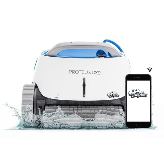 Dolphin Proteus DX5i Wi-Fi Robotic Pool Cleaner with Waterline Scrubber – For Pools up to 50 ft - Prioka