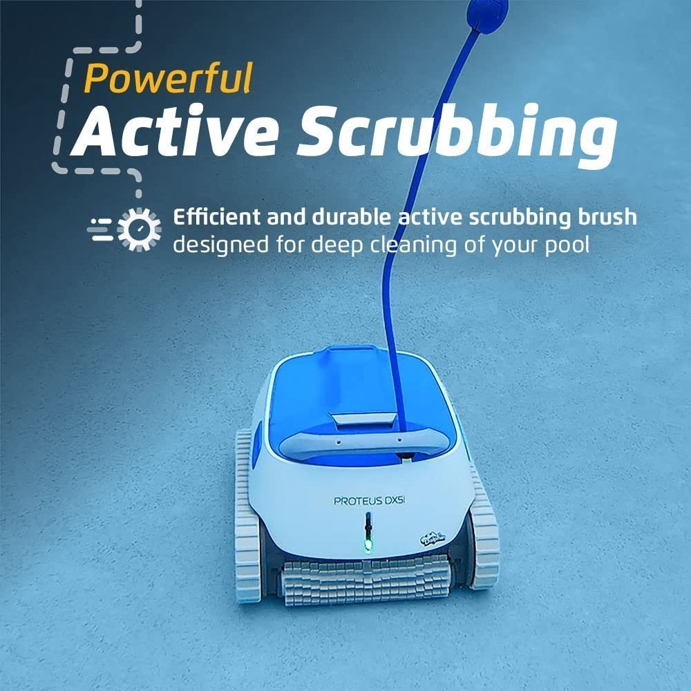 Dolphin Proteus DX5i Wi-Fi Robotic Pool Cleaner with Waterline Scrubber – For Pools up to 50 ft - Prioka