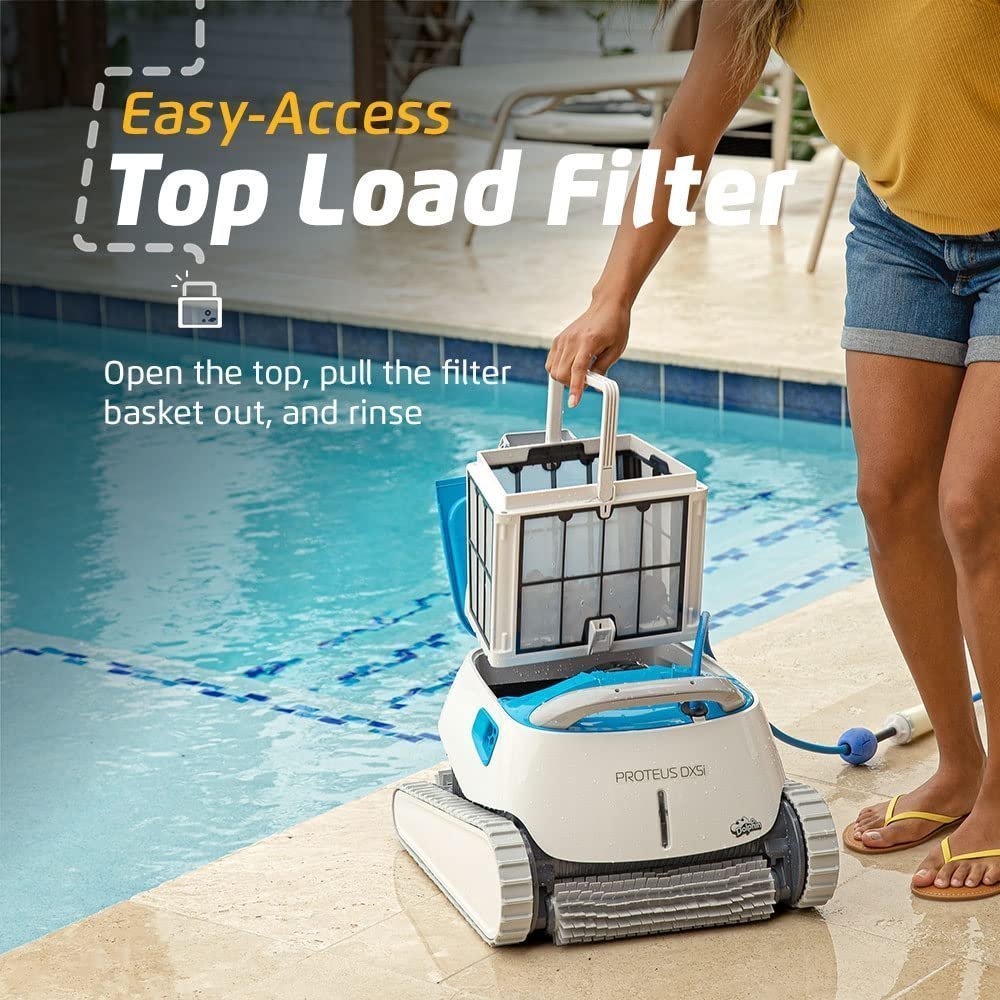 Dolphin Proteus DX5i Wi-Fi Robotic Pool Cleaner with Waterline Scrubber – For Pools up to 50 ft - Prioka