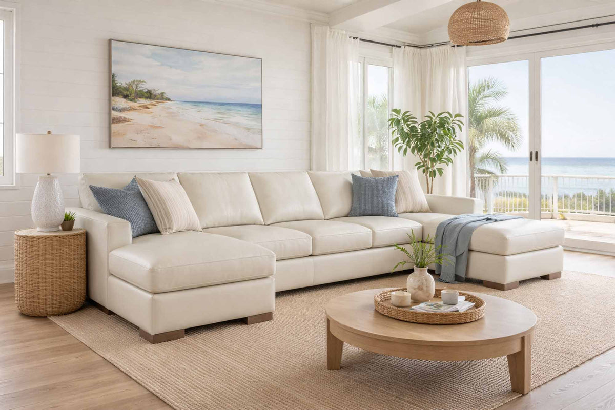 Donovan Leather Sofa With Chaise - Prioka