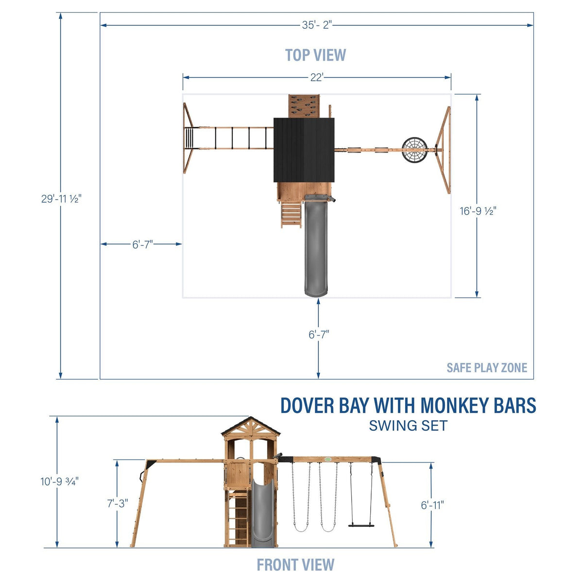 Dover Bay Swing Set with Monkey Bars - Prioka