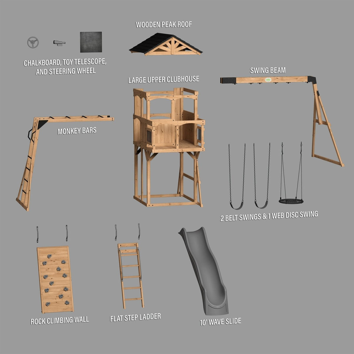 Dover Bay Swing Set with Monkey Bars - Prioka