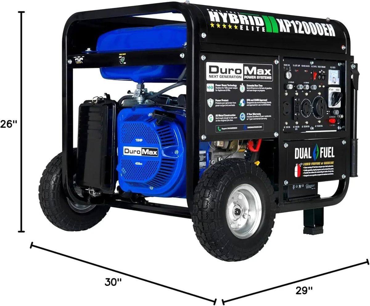 DuroMax XP12000EH 12,000 Watt Dual Fuel Portable Generators. - Prioka