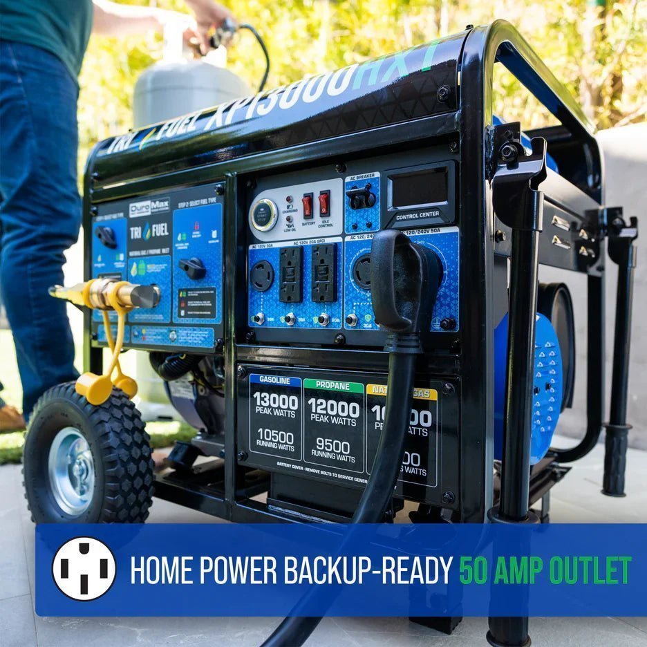DuroMax XP13000HXT 13,000 Watt Electric Start Tri-Fuel Portable Generator w/ CO Alert - Prioka