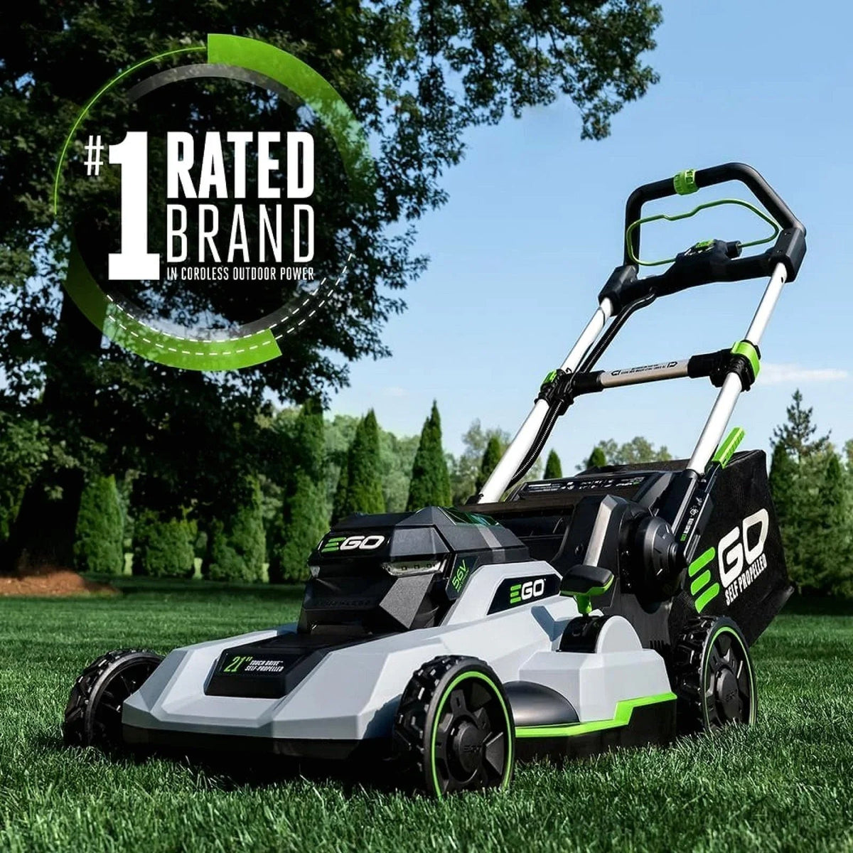 EGO POWER+ 21-Inch 56V Self-Propelled Electric Lawn Mower with Touch Drive, 4.0Ah & 6.0Ah Batteries, and Charger - Prioka