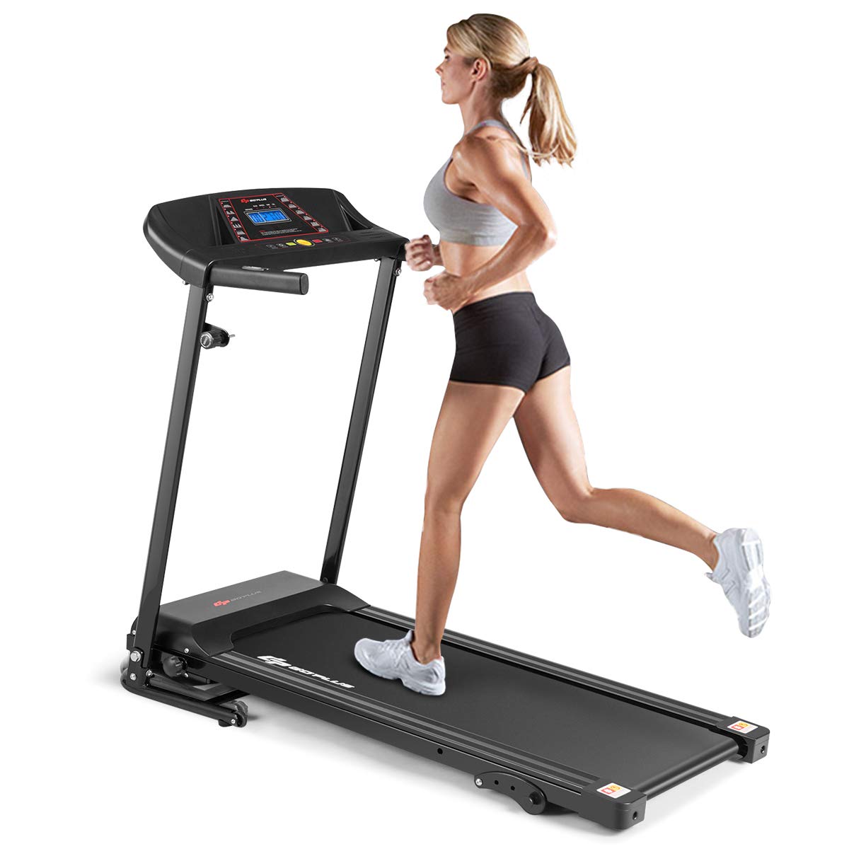 Electric Folding Treadmill, Adjustable Incline and Low Noise Design - Prioka