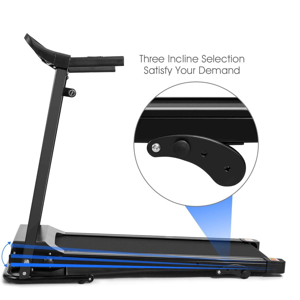 Electric Folding Treadmill, Adjustable Incline and Low Noise Design - Prioka